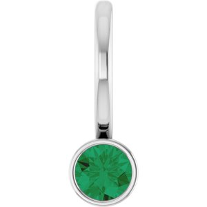 Platinum Lab-Grown Emerald Charm/Pendant