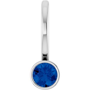 Platinum Lab-Grown Blue Sapphire Charm/Pendant