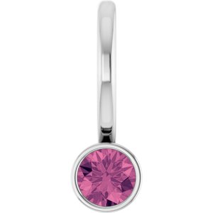 Platinum Natural Pink Tourmaline Charm/Pendant