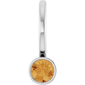 14K White Gold Natural Citrine Charm/Pendant