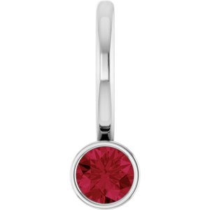 14K White Natural Ruby Charm/Pendant