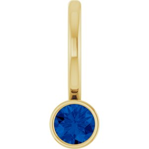 14K Yellow Lab-Grown Blue Sapphire Charm/Pendant