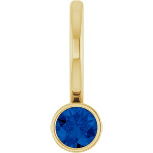 14K Yellow Gold Lab-Grown Blue Sapphire Charm/Pendant
