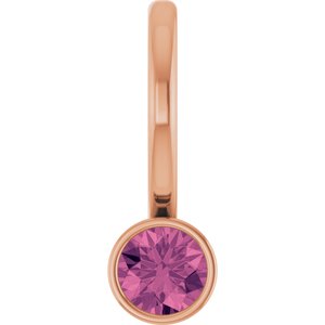 14K Rose Natural Pink Tourmaline Charm/Pendant