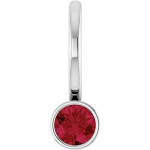 14K White Gold Lab-Grown Ruby Charm/Pendant