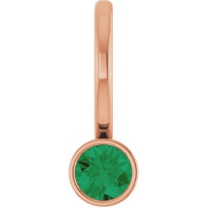 14K Rose Gold Natural Emerald Charm/Pendant