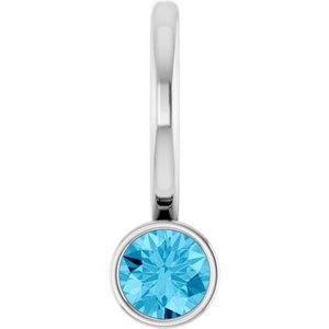 14K White Natural Aquamarine Charm/Pendant
