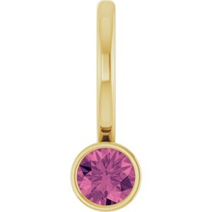 14K Yellow Natural Pink Tourmaline Charm/Pendant