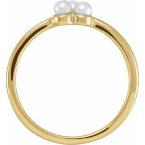 14K Yellow Gold Cultured White Freshwater Pearl Cluster Ring