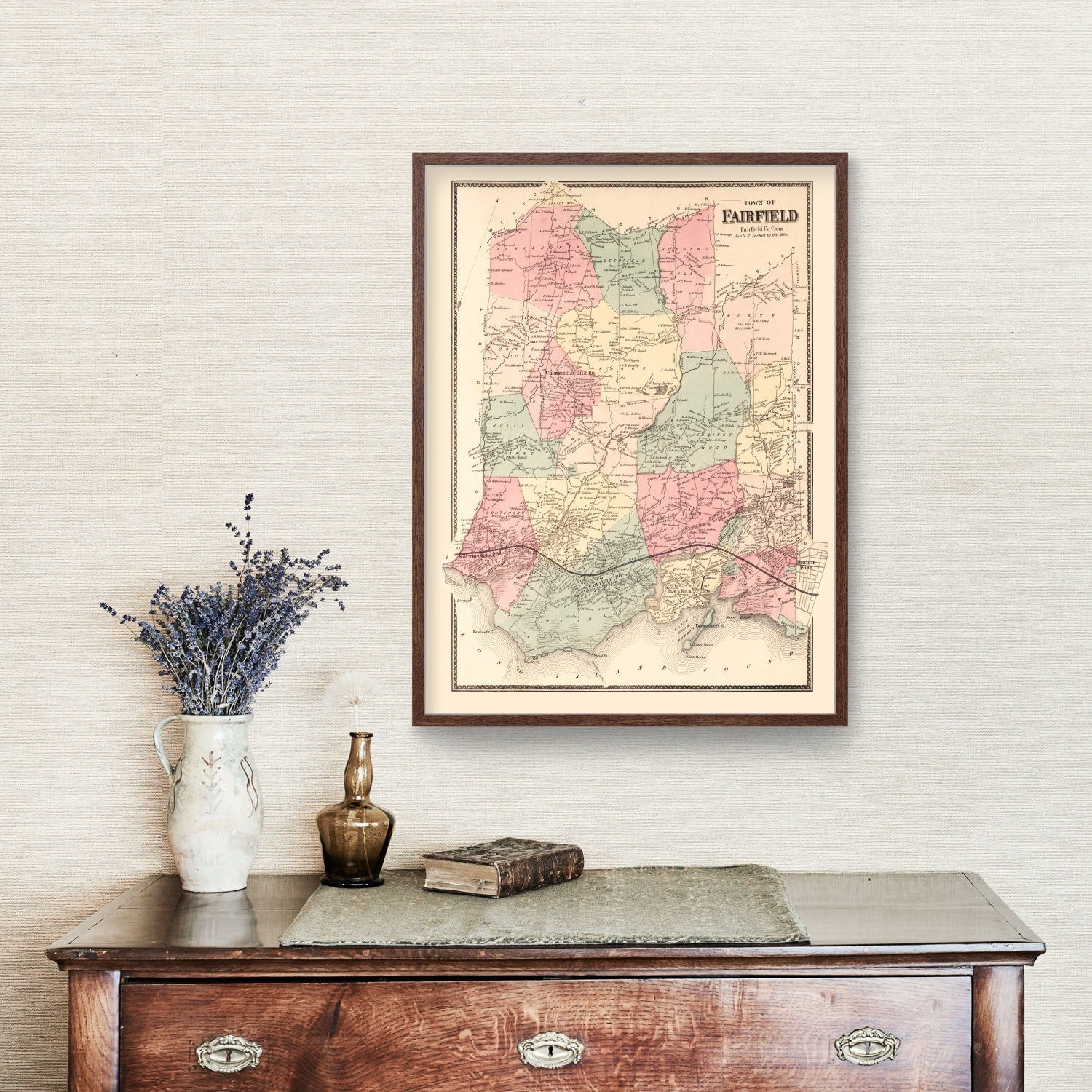 Vintage Map of Fairfield, Connecticut 1867
