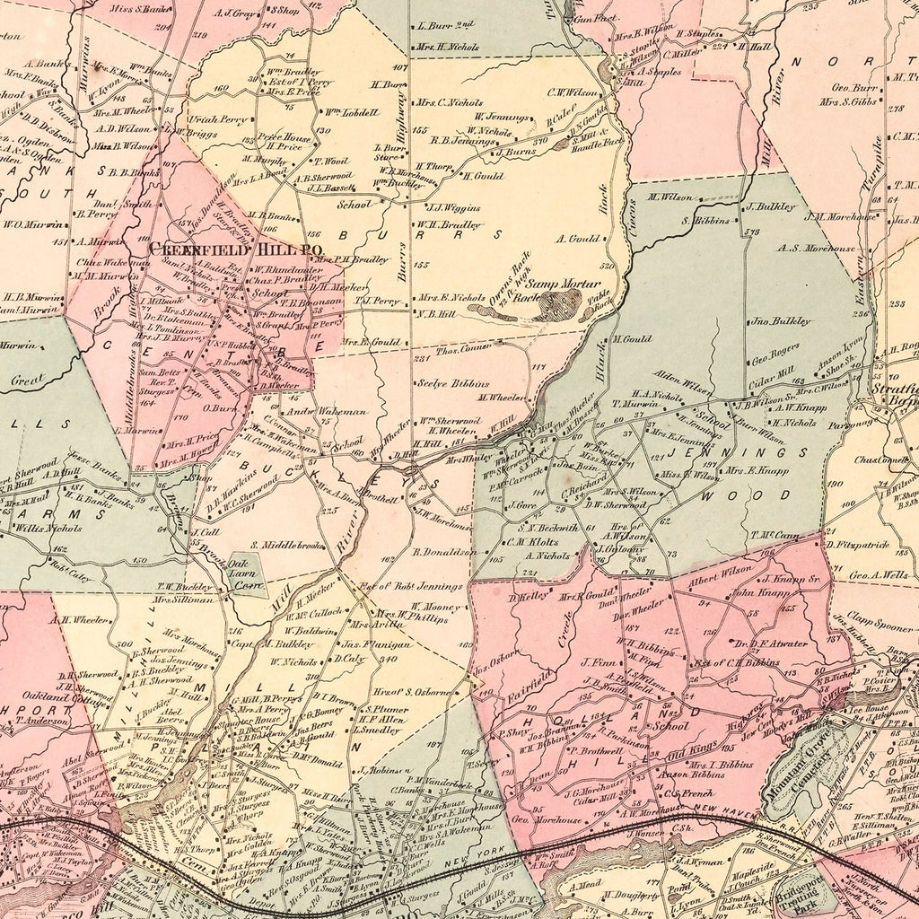 Vintage Map of Fairfield, Connecticut 1867