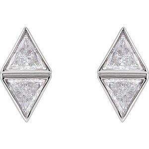 14K White Gold 5/8 CTW Natural Diamond Two-Stone Bezel-Set Earrings – image 2
