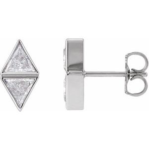 14K White Gold 5/8 CTW Natural Diamond Two-Stone Bezel-Set Earrings