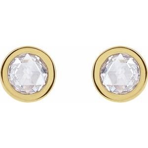14K Yellow Gold 5/8 CTW Rose-Cut Natural Diamond Bezel-Set Earrings