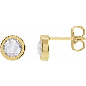 14K Yellow Gold 5/8 CTW Rose-Cut Natural Diamond Bezel-Set Earrings