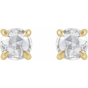 14K Yellow Gold 1/2 CTW Rose-Cut Natural Diamond Stud Earrings – image 2