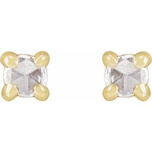 14K Yellow Gold .05 CTW Rose-Cut Natural Diamond Stud Earrings – image 2