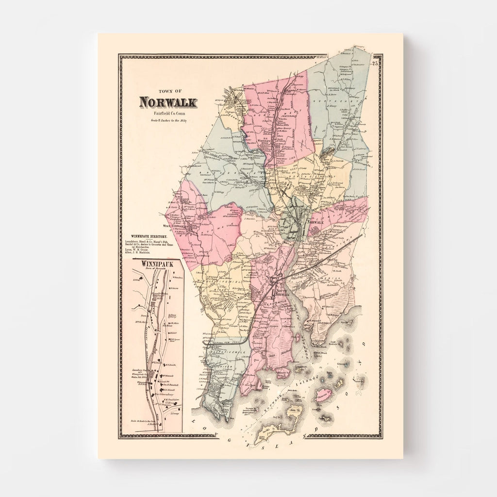 Vintage Map of Winnipauk, Connecticut 1867