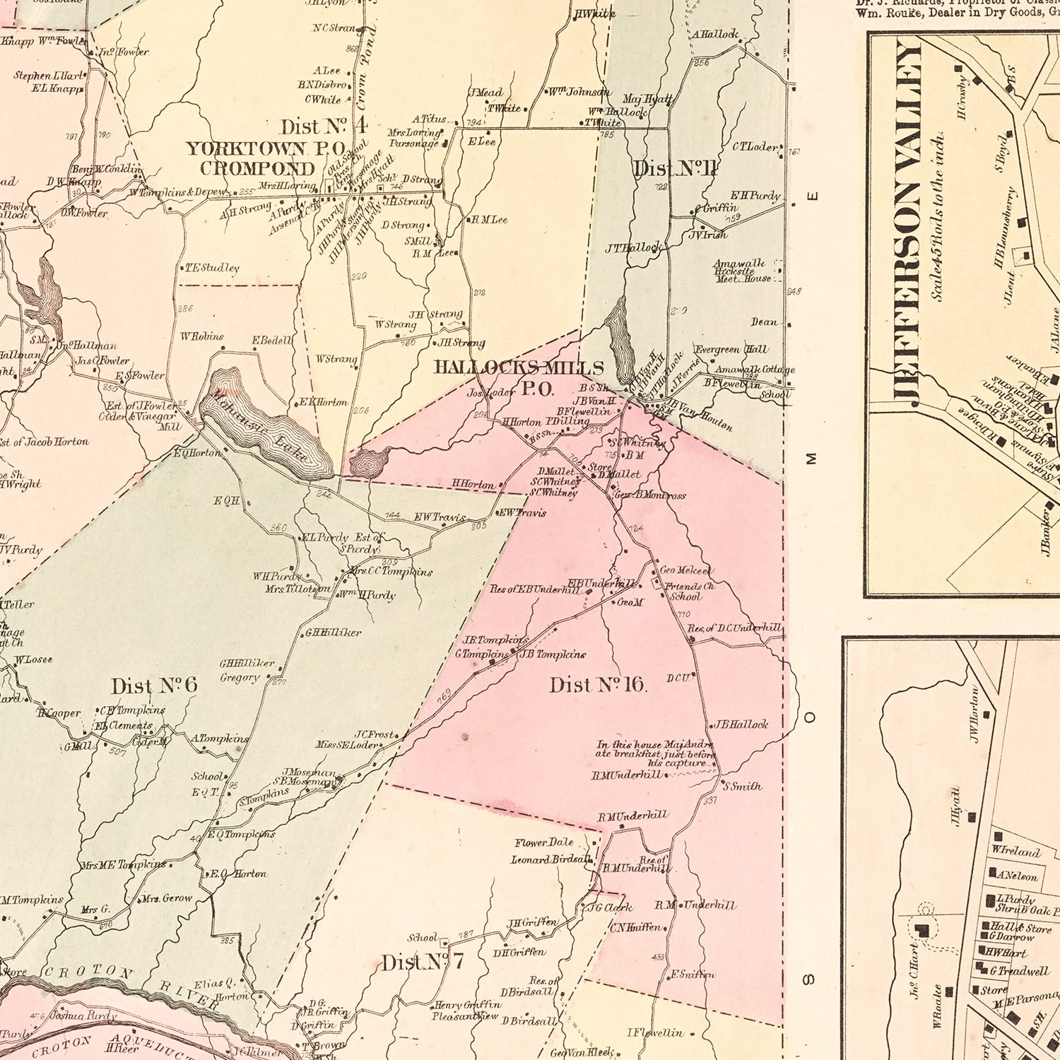 Vintage Map of Jefferson Valley, New York 1867