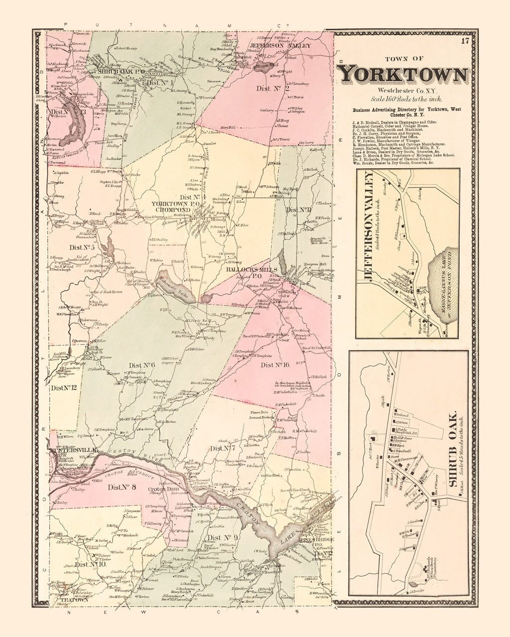 Vintage Map of Jefferson Valley, New York 1867