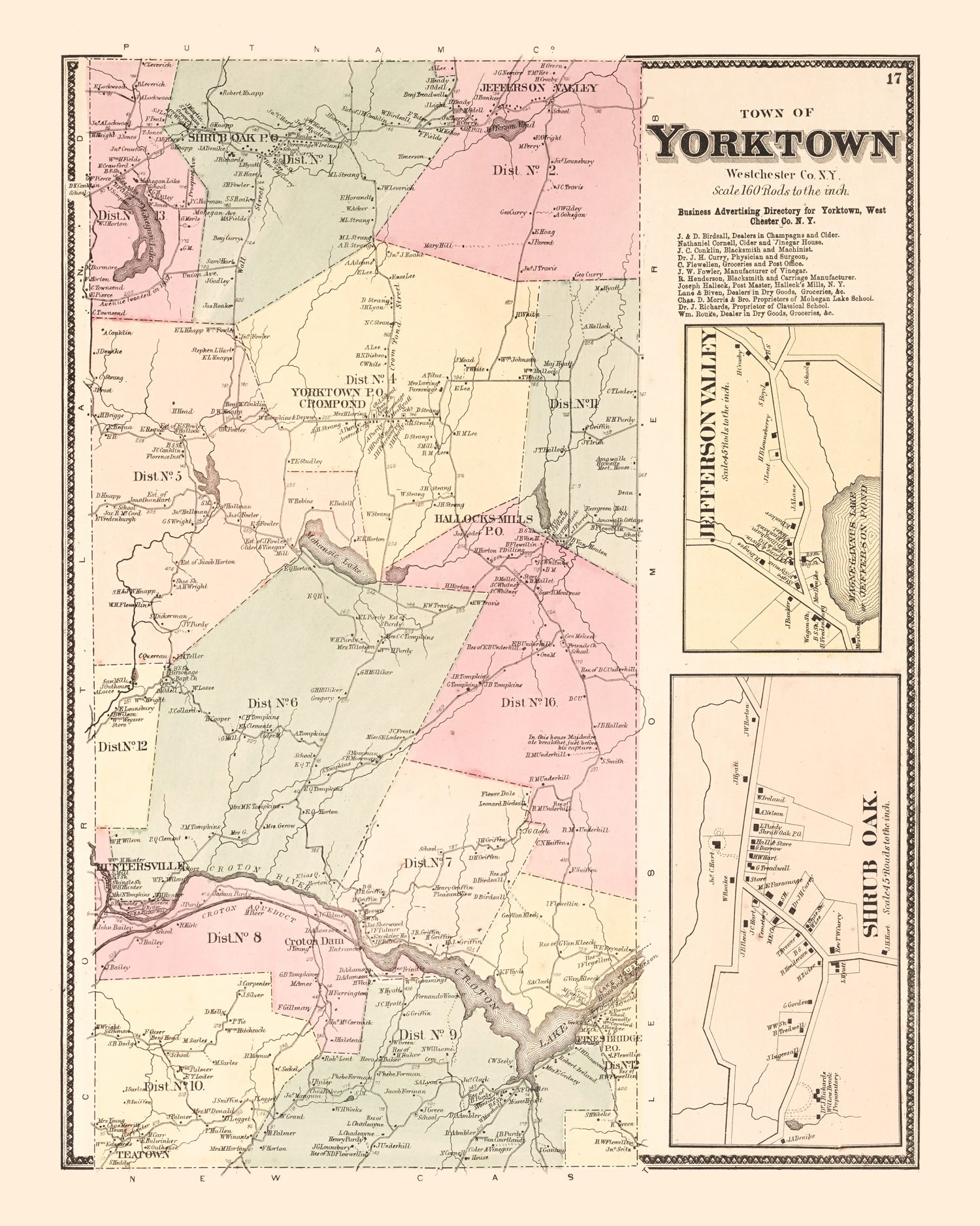 Vintage Map of Jefferson Valley, New York 1867