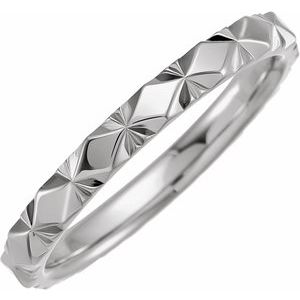Platinum 2.5 mm Diamond Faceted Band Size 17.5