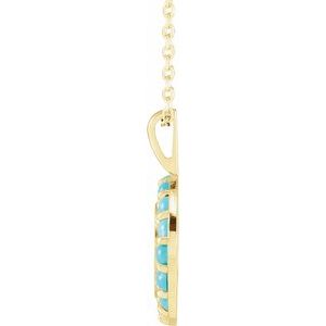 14K Yellow Gold Natural Turquoise Engravable Halo-Style 16-18" Necklace