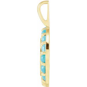 14K Yellow Gold Natural Turquoise Engravable Halo-Style Pendant