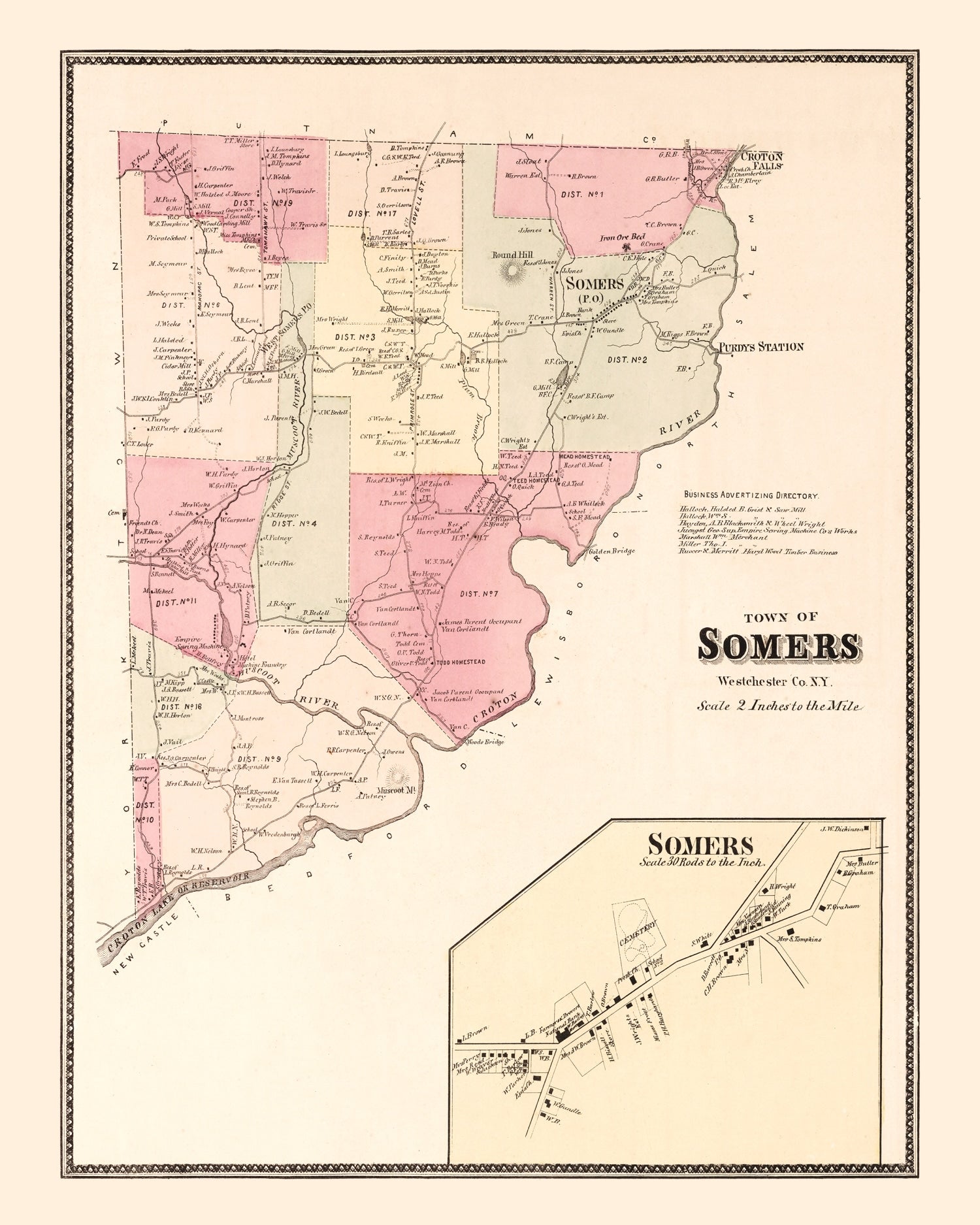 Vintage Map of Somers, New York 1867