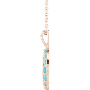 14K Rose Gold Natural Turquoise Engravable Halo-Style 16-18" Necklace