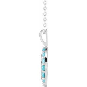14K White Gold Natural Turquoise Engravable Halo-Style 16-18" Necklace
