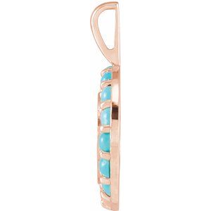 14K Rose Gold Natural Turquoise Engravable Halo-Style Pendant