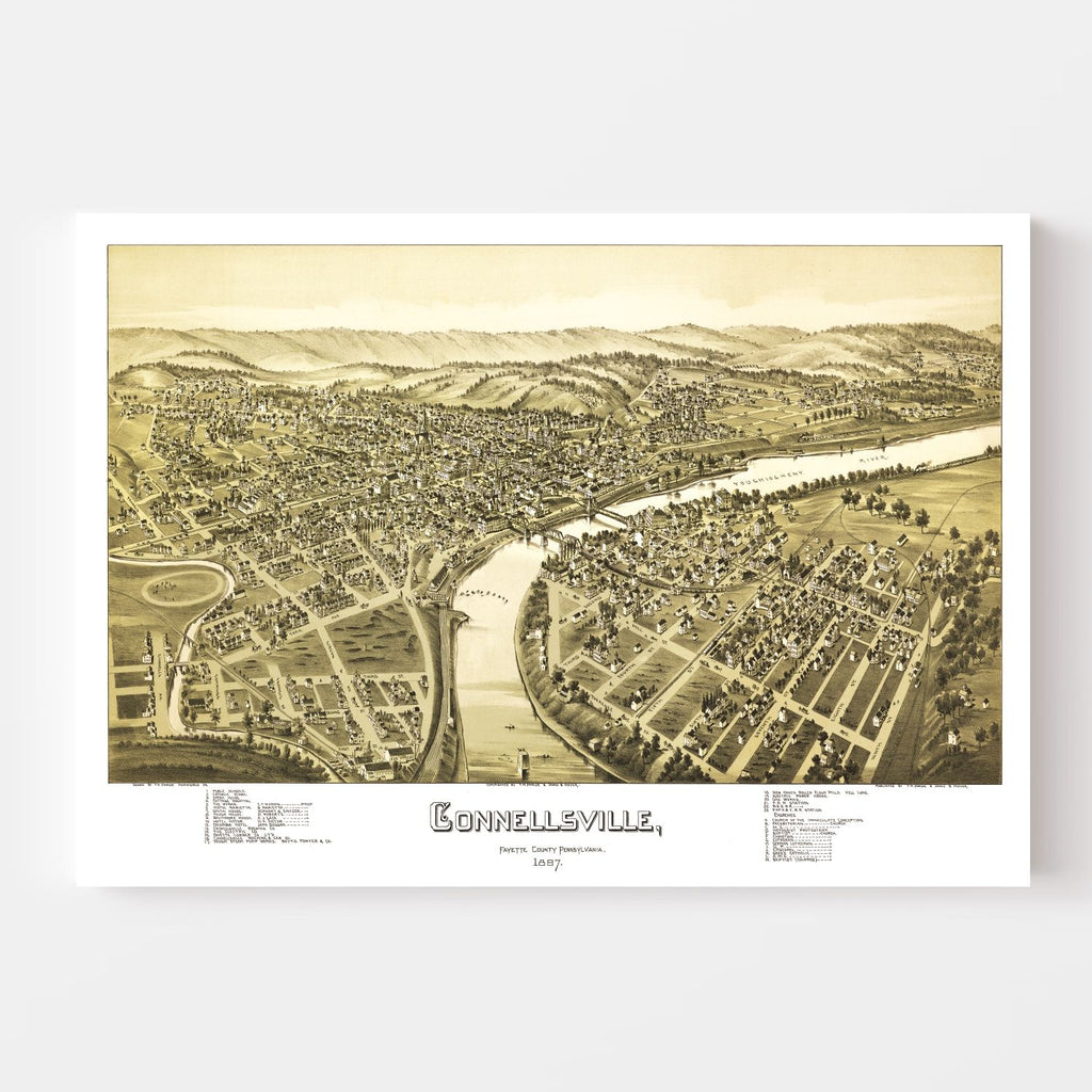 Vintage Map of Connellsville, Pennsylvania 1897