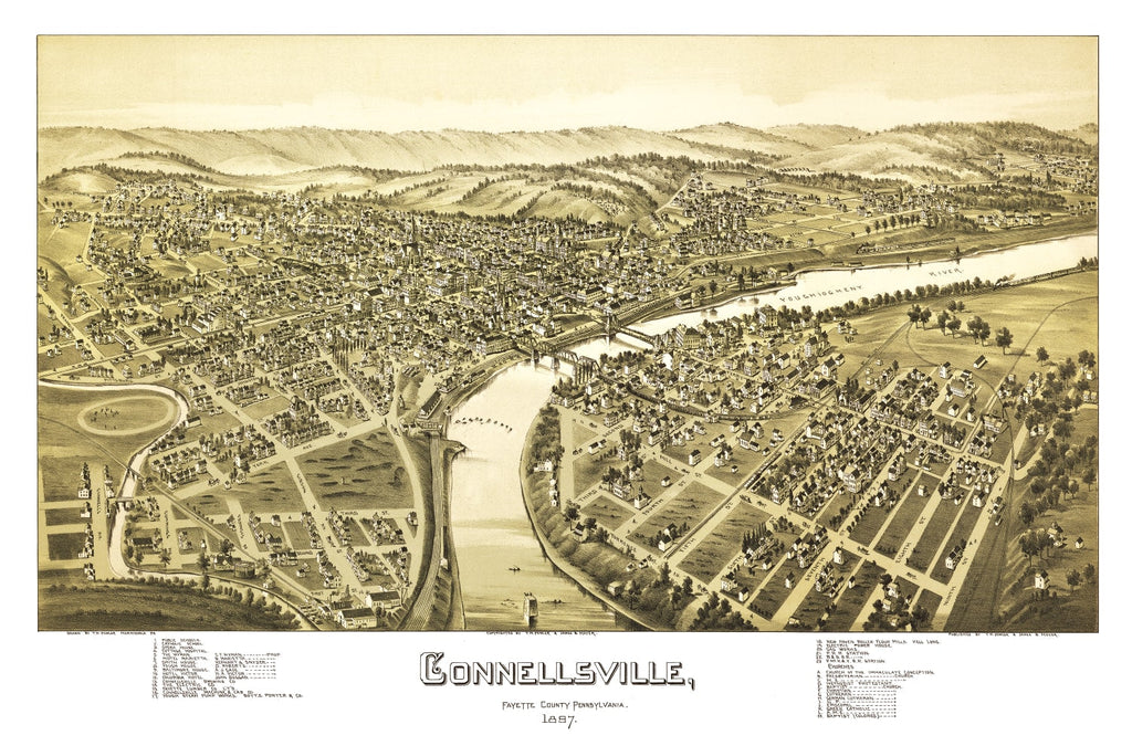Vintage Map of Connellsville, Pennsylvania 1897