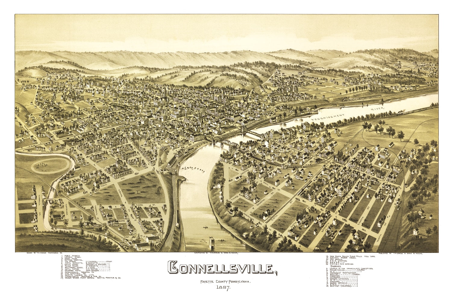 Vintage Map of Connellsville, Pennsylvania 1897