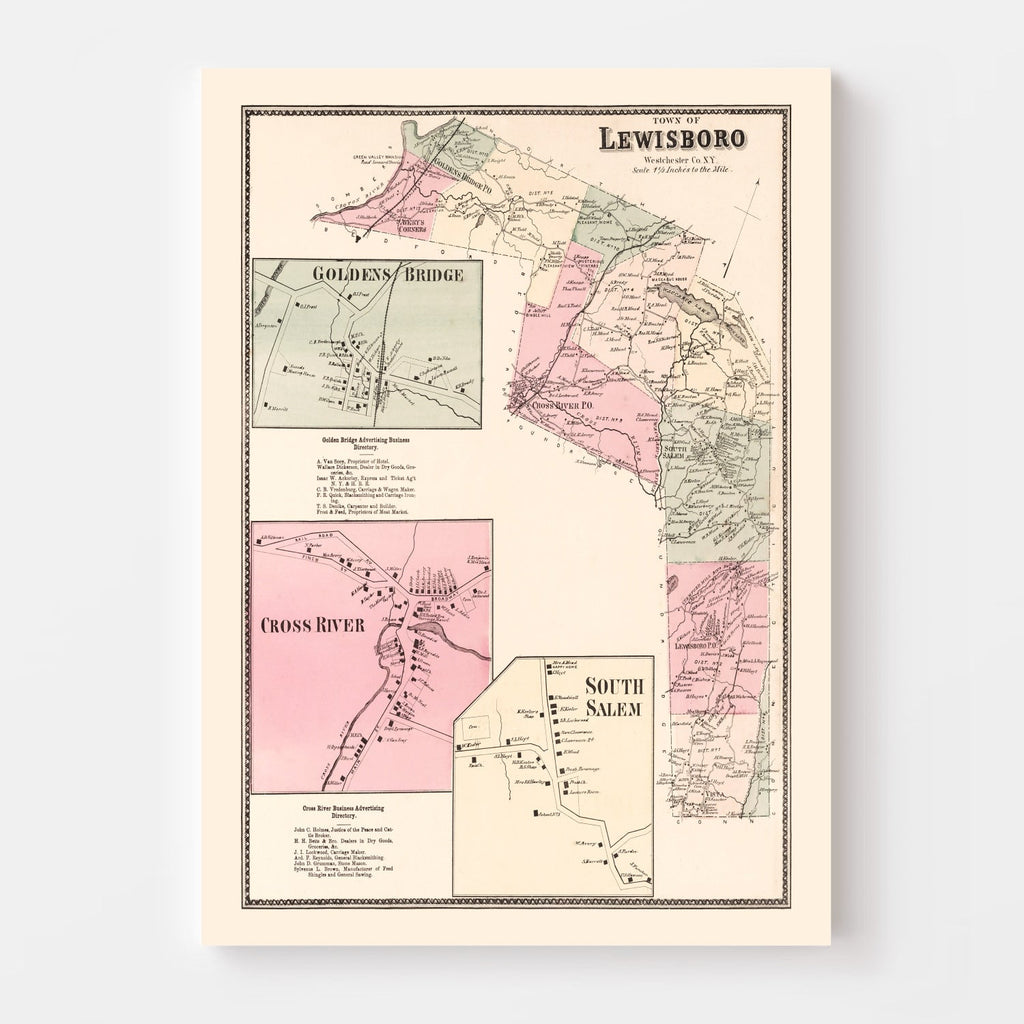 Vintage Map of Golden's Bridge, New York 1867