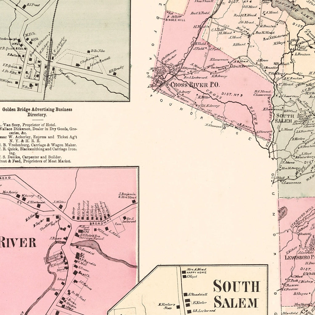 Vintage Map of Golden's Bridge, New York 1867