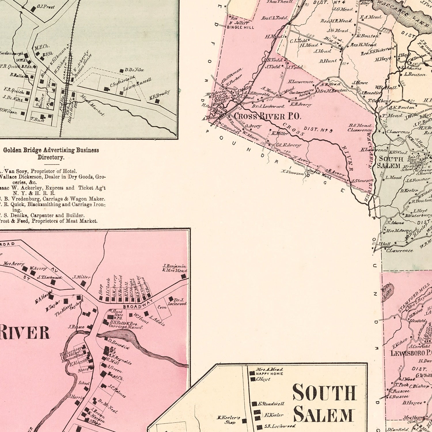 Vintage Map of Golden's Bridge, New York 1867