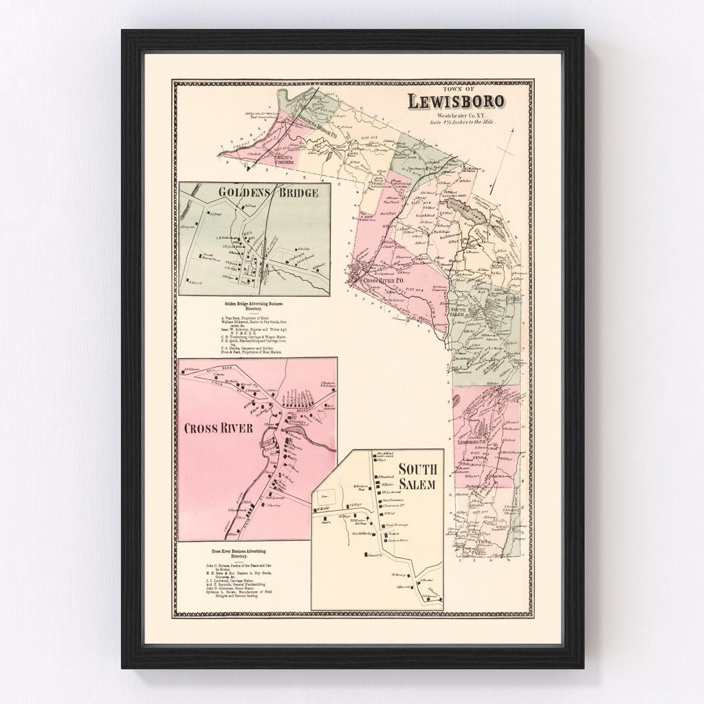 Vintage Map of Golden's Bridge, New York 1867