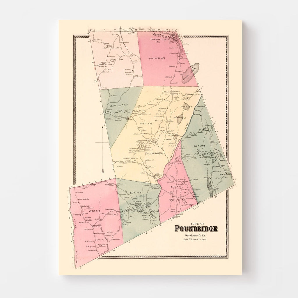 Vintage Map of Pound Ridge, New York 1867