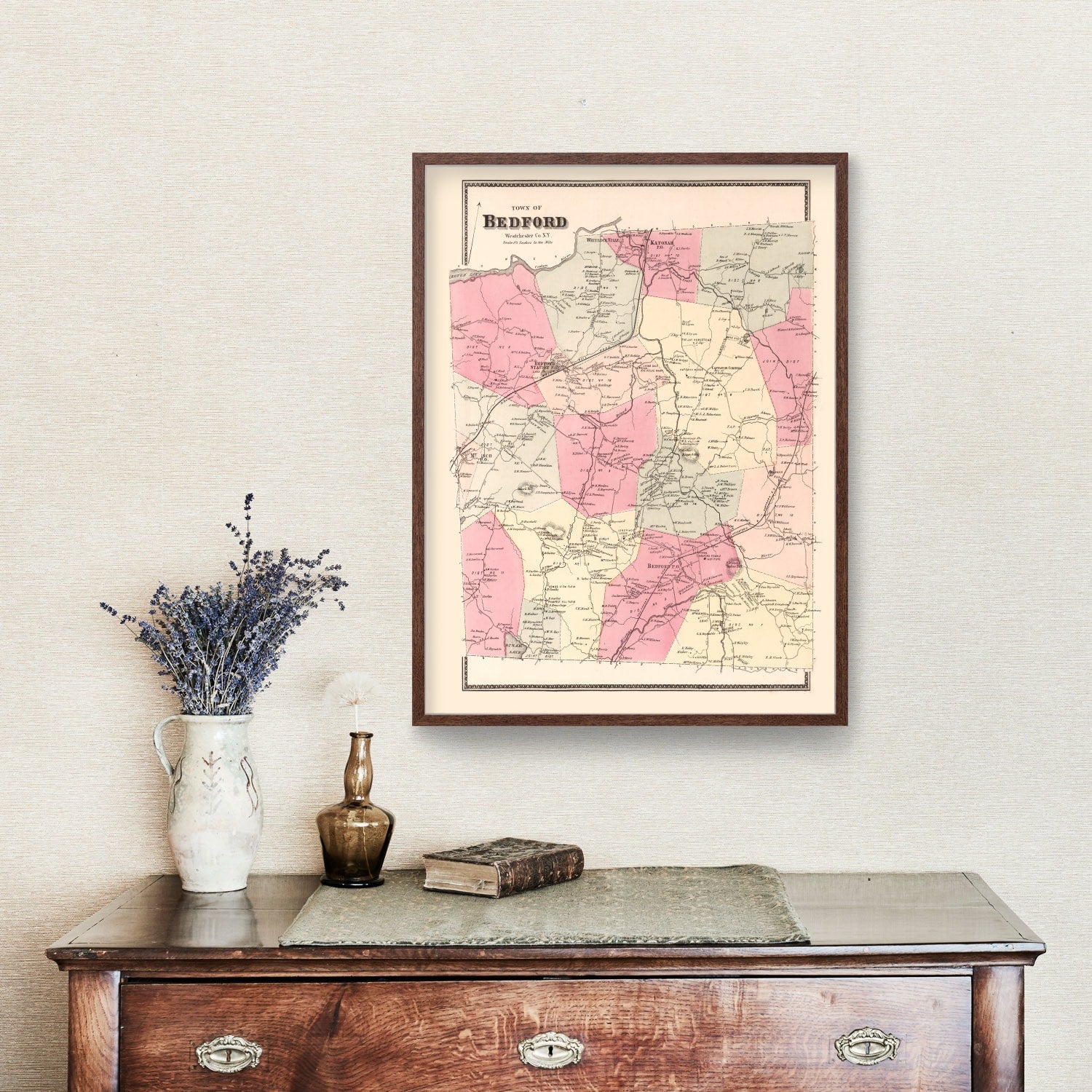 Vintage Map of Bedford, New York 1867
