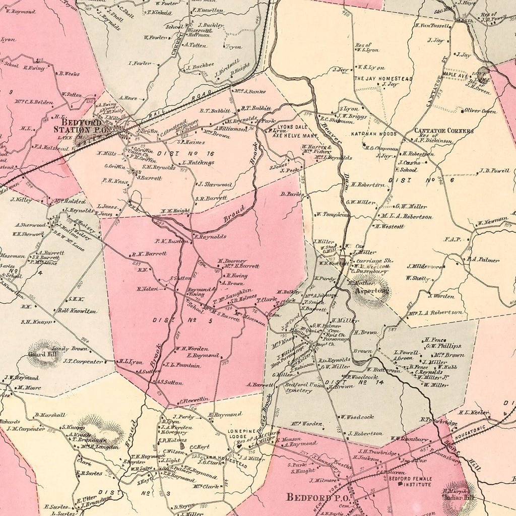 Vintage Map of Bedford, New York 1867