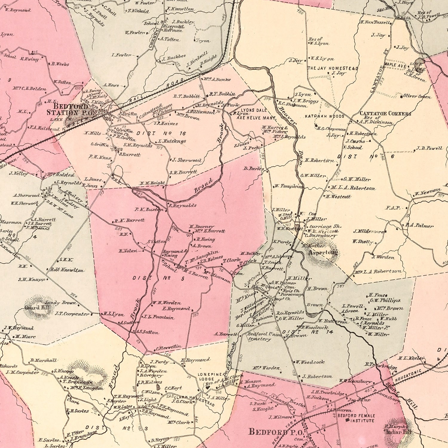 Vintage Map of Bedford, New York 1867