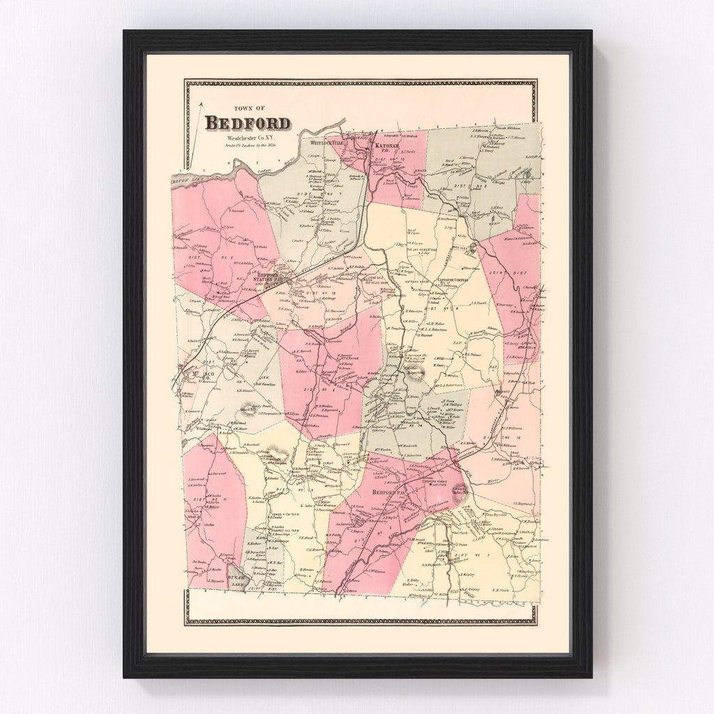 Vintage Map of Bedford, New York 1867