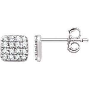 14K White Gold 1/5 CTW Natural Diamond Cluster Earrings