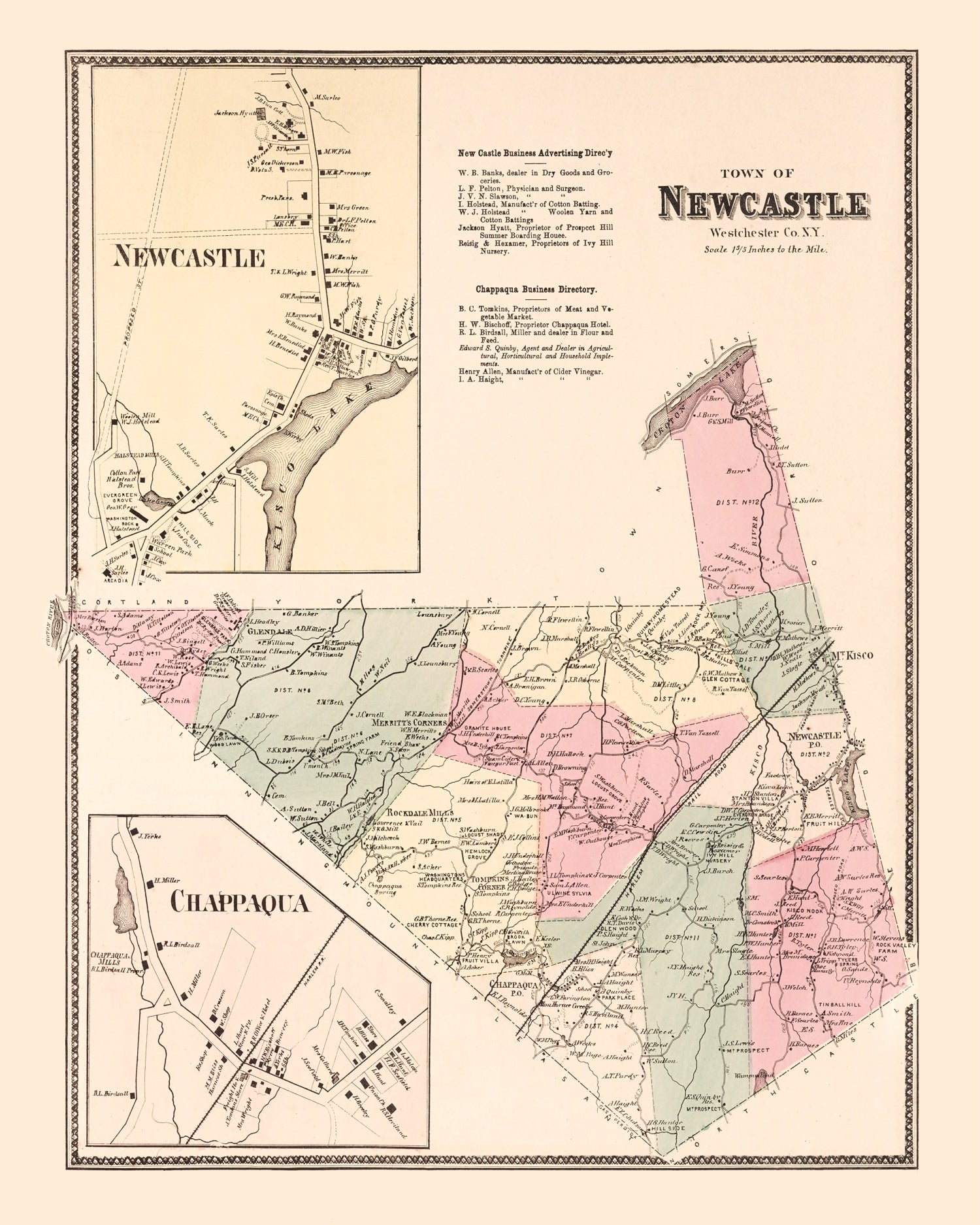 Vintage Map of Newcastle, New York 1867