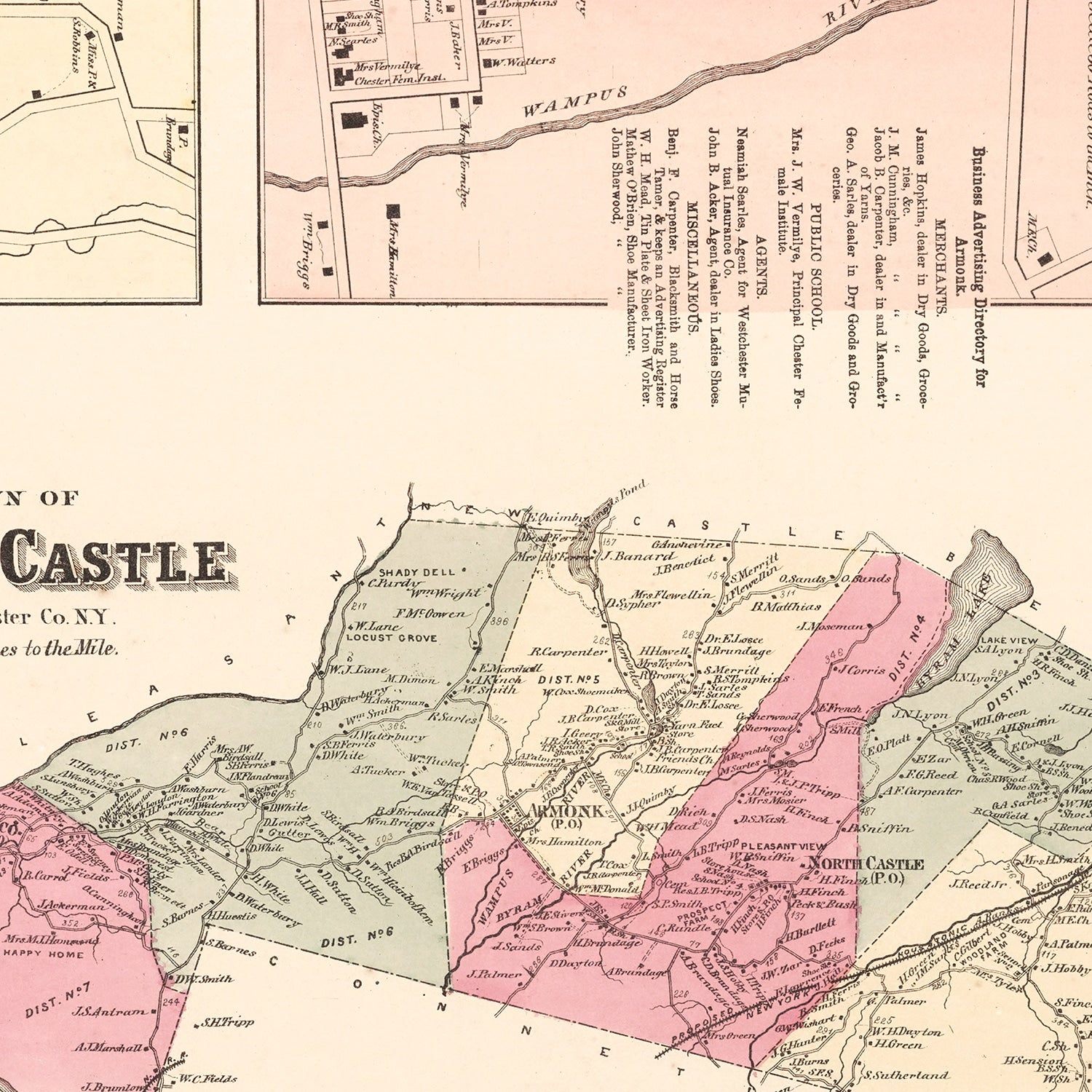 Vintage Map of North Castle, New York 1867