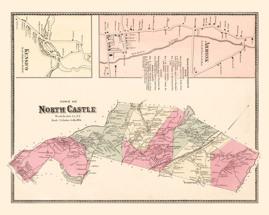 Vintage Map of North Castle, New York 1867