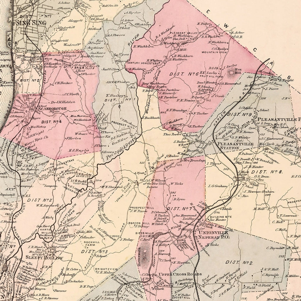 Vintage Map of Pleasantville Station, New York 1867
