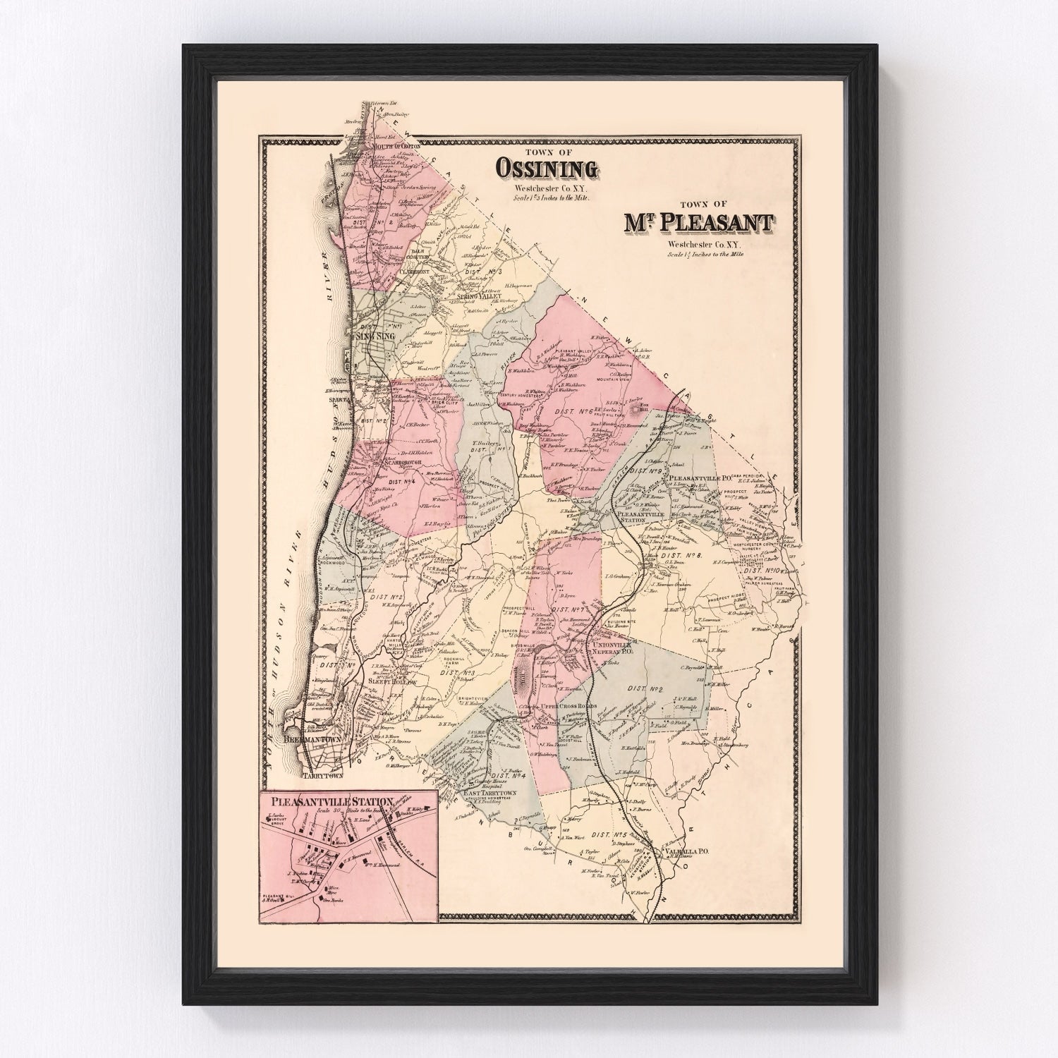 Vintage Map of Pleasantville Station, New York 1867